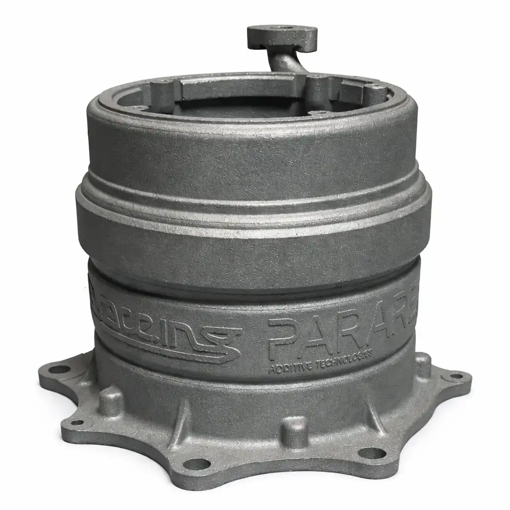 E-Motorgehäuse aus Metall mit integrierter Kühlstruktur, additiv gefertigt von Parare